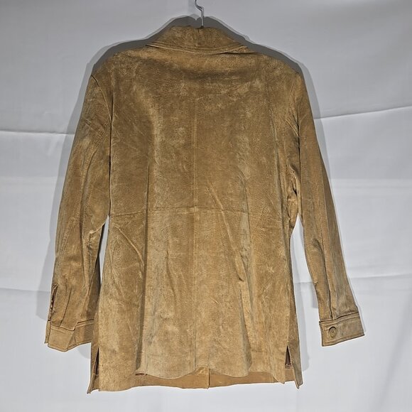 Vintage Cherokee Y2k Women’s L Honey Brown Suede Mid Length Leather Jacket SZ L - Picture 3 of 11
